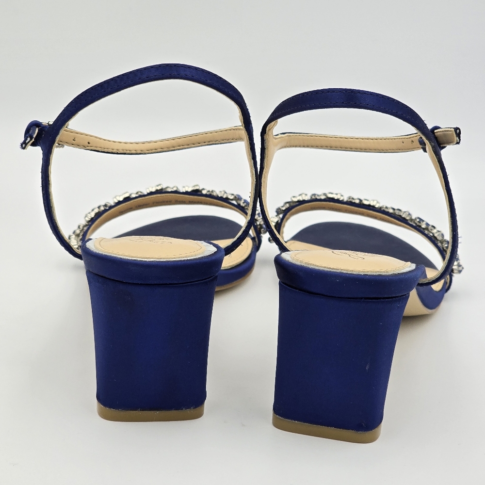 Jewel Badgley Mischka Dagny Strappy Low Block Heel Sandals, Navy Blue, Women 9.5 - Picture 10 of 16